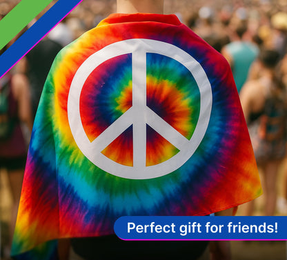 3x5 Feet Peace TieDye Polyester Flag with 2 Brass Grommets - Garden Decor Porch Lightweight Flag Rainbow Hippie Flags For Outdoors Decorative - World Peace Symbol Banner - Single Sided Home Wall Flags