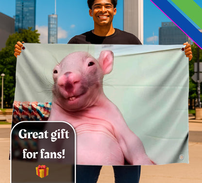 3x5 Feet Bald Rat Meme Single Sided Flag with Four Brass Grommets - Funny Flag for College Party Indoor and Outdoor Decoration - Rats Tapestry for Classroom - Polyester Funny Wall Banner for Badroom