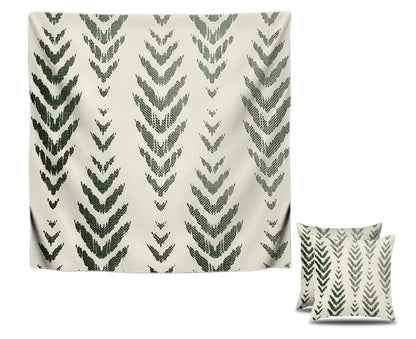 Set of 2 Decorative Throw Pillow Covers 18x18 Inches - Sage Green Boho Pillow Covers - Bohemian Ethnic Geometric Herringbone Print - Decorative Pillowcase Square in Linen for Farmhouse