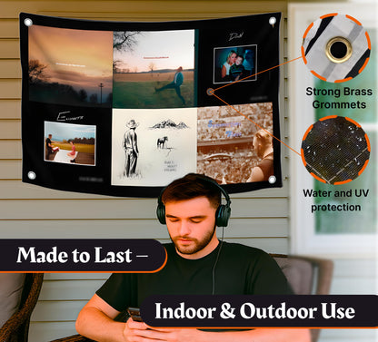 3×5 ft Banner Flag (90×150 cm) with Music Collage, Grommets