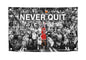 3x5 Feet Never Quit Polyester Flag with Four Brass Grommets - Inspirational Workout Fitness Home Gym Wall Decor - Cool Gym Motivation Basketball Single Sided Poster - Motivational Wall Art Decorations