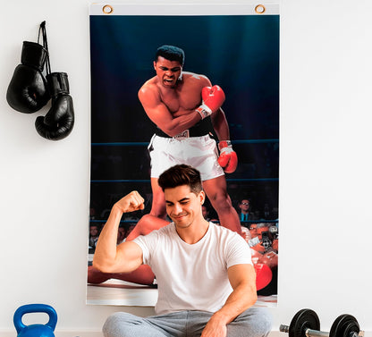 3x5 Feet Muhammad Motivational Workout Polyester Banner with 2 Grommets - Boxing Home Gym Single Sided Flag - Wall Hanging Tapestry Bodybuilding - Ali Home Décor Wallpaper - Funny College Dorm Flag