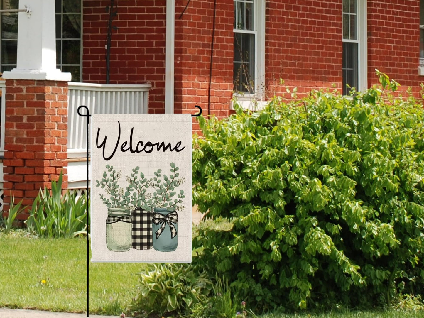 28x40 Inch Double Sided Spring and Summer Garden Flag - Seasonal Large Outdoor Polyester Flags of Burlap - Plaid Welcome Yard Outdoor Flag - Hello Summer and Spring Banner Holiday Flags Outdoor Décor