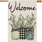 28x40 Inch Double Sided Spring and Summer Garden Flag - Seasonal Large Outdoor Polyester Flags of Burlap - Plaid Welcome Yard Outdoor Flag - Hello Summer and Spring Banner Holiday Flags Outdoor Décor
