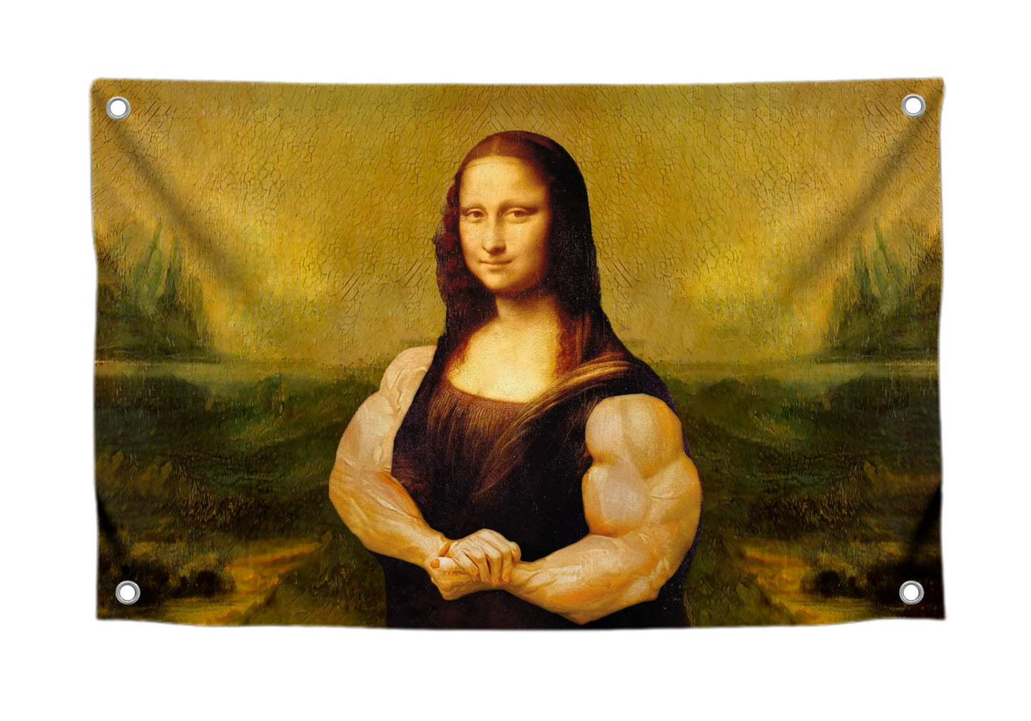 3×5 ft Banner Flag with Mona Lisa Bodybuilder Art Print