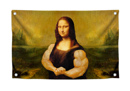 3×5 ft Banner Flag with Mona Lisa Bodybuilder Art Print