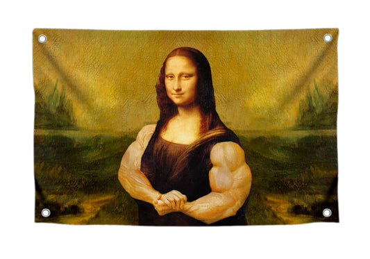 3×5 ft Banner Flag with Mona Lisa Bodybuilder Art Print