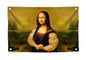 3×5 ft Banner Flag with Mona Lisa Bodybuilder Art Print