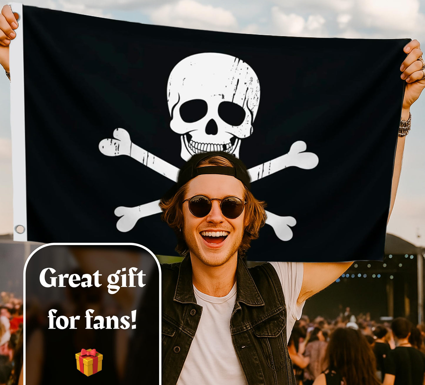 12x18 Inch Black Pirate Skull and Home Polyester Flag - Garden Yard Porch Patio Banner Single Sided Flags with 2 Grommets for Decor - Pirate USA Flag or US Black Boat Flags or Banners Man Cave Bones
