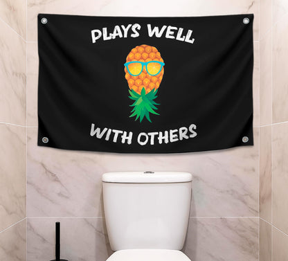 3x5 Pineapple Garden Polyester Flag with 4 Brass Grommets - Pineapple Street and Inspirational Wall Decor - Matches well with Other Pineapples Flags - Funny Indoor Banner for Guys and Girls