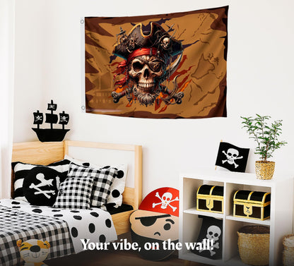 3x5 Feet Pirate Skull Flag with Two Brass Grommets - Pirat Flags Skull and Crossbones for Garden Yard Lawn Patio House - Yard Porch Patio Banner Flags for Decoration - Pirate Banner or Black Boat Poster