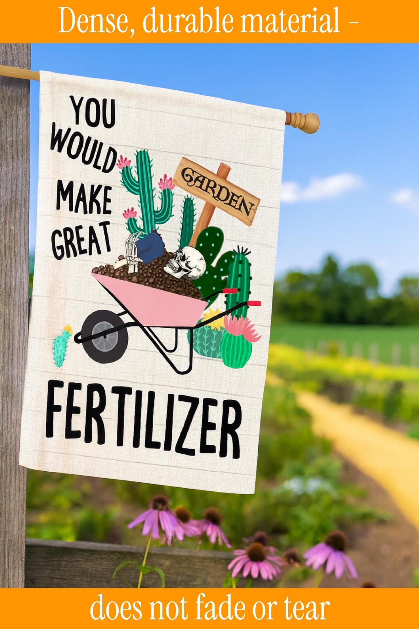 12x18 Iches You Would Make Great Fertilizer Polyester Flag - Double Sided Holiday Outdoor Farmhouse Lawn Decor Skeletons Flags - Dinosaur Skeleton Yard Flag - Fall Outdoor or Indoor Decoration