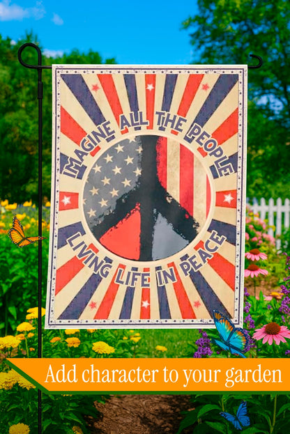 30x40 Inches Hippie Peace Polyester Flags - Imagine All The People Living Life in Peace Single Sided Flag - Decorations USA House or Home Wall Flags -
