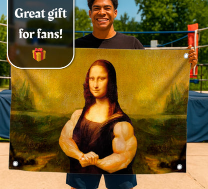 3×5 ft Banner Flag with Mona Lisa Bodybuilder Art Print