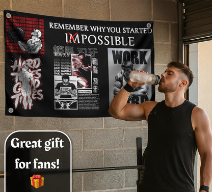 3x5 Feet Motivational Gym Polyester Flag "Remember Why You Started" with Four Brass Grommets - Schwarzenegger Banner for Gym - Work Hard Wall Decoration - Inspirational Quotes Sayings for Living Room