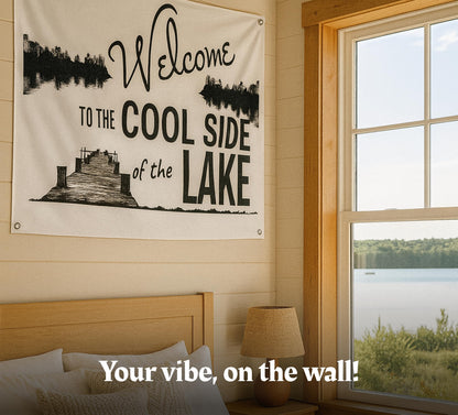3x5 Feet Welcome to The Lake Polyester Flag with 4 Brass Grommets - Decorations House or Home Wall Flags for Indoor/Outdoor - Welcome Lake Funny Posters for Back Yard
