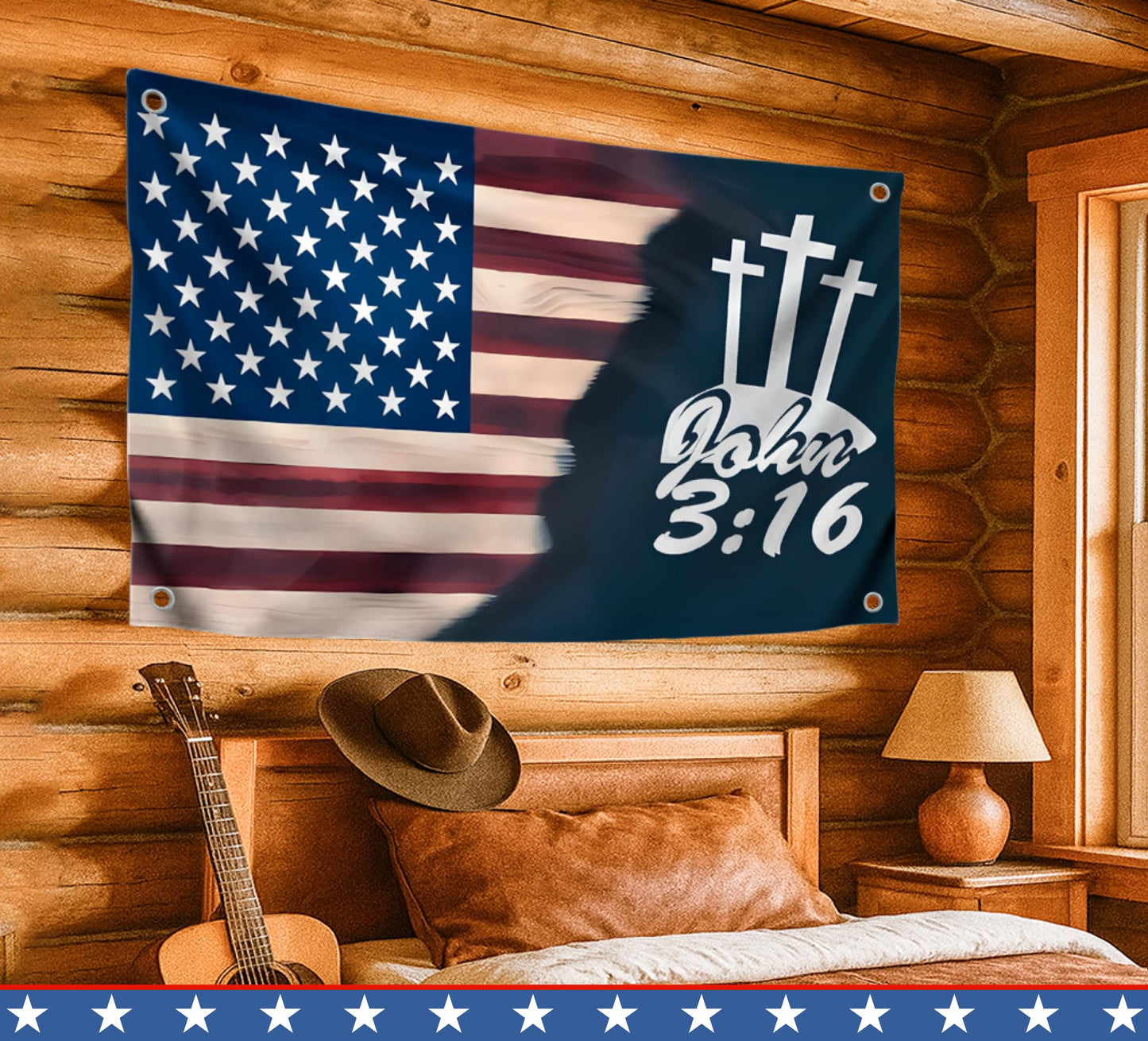 3x5 Ft Jesus American Flags Polyester John 3 16 with Two Brass Grommets - Faith Over Fear House Yard Decor Banner - Christian Jesus Easter Outdoor or Indoor Flag - Jesus Americane Flag for 4th of July