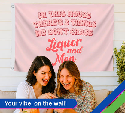 3x5 FT Liquor and Men Flag - Meme Tapestries Funny Single Sided Flag Banners for Room Teen - Funny Tapestry for Bedroom - Wall Flags for College Poster Room Decor - Twitter Quote Tapestry for Girls