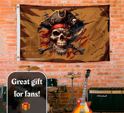 3x5 Feet Pirate Skull Flag with Two Brass Grommets - Pirat Flags Skull and Crossbones for Garden Yard Lawn Patio House - Yard Porch Patio Banner Flags for Decoration - Pirate Banner or Black Boat Poster
