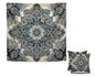 Set of 2 Decorative Throw Pillow Covers 20x20 Inches - Ethnic Design Decorative Throw Pillows in Linen - Blue Carpet Farmhouse Cushion Pillow Covers for Sofa or Couch - Decor Cushion Covers for Home