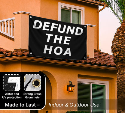 3x5 Feet Funny American Polyester Flag with 4 Brass Grommets - Defund The HOA - College Dorm Wall Decorative Flag - Homeowner Association Neighborhood Single Sided Flag - Funny Welcome Porch Banner
