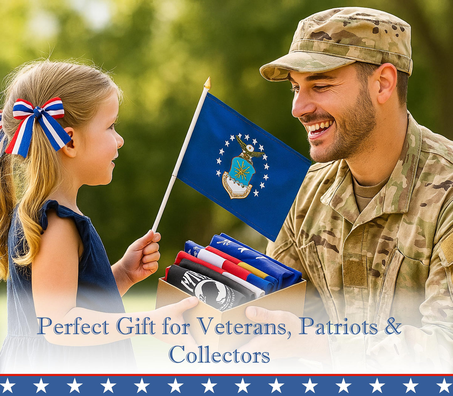 Set of 6 Military Branch Armed Forces Service Miniature Flag - 10X15 CM American Flag Banners for Desk Set - Polyester Small Mini Military Stick Flags - Party Events Celebration Decorations Supplies