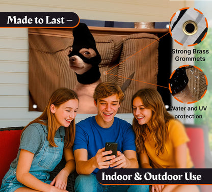 3x5 ft Dog Bandana Meme Banner, Flag with Four Brass Grommets