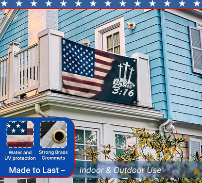3x5 Ft Jesus American Flags Polyester John 3 16 with Two Brass Grommets - Faith Over Fear House Yard Decor Banner - Christian Jesus Easter Outdoor or Indoor Flag - Jesus Americane Flag for 4th of July